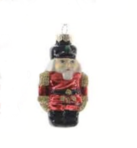 Christmas Tree Decoration: Glass Nutcracker RETRO - Gold & Red