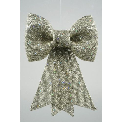 Christmas Tree Decoration: Bow Fabric Glittery - Gold