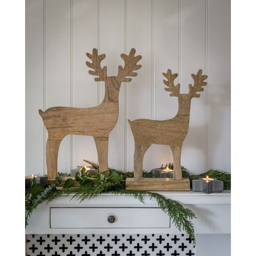 Christmas Ornament: Mango Wood Stag Large - Natural