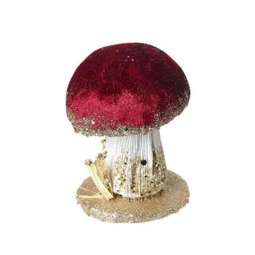 Christmas Ornament: Fabric Velvet Mushroom Small