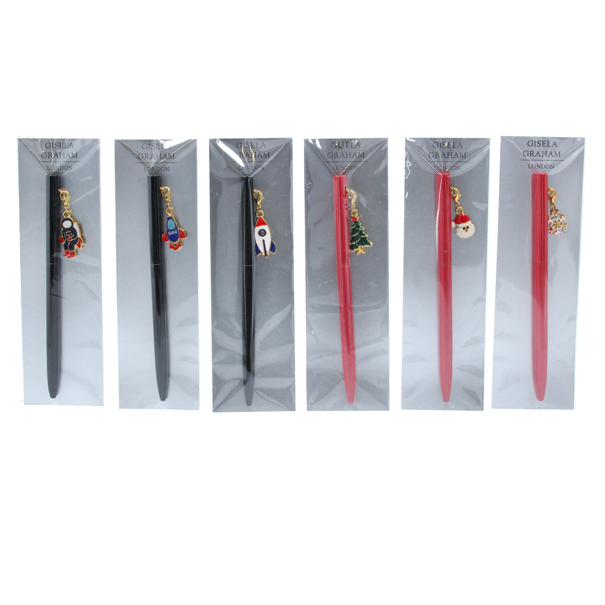 Christmas Pen: Enamel w Christmas Charm Assorted - Red & Green