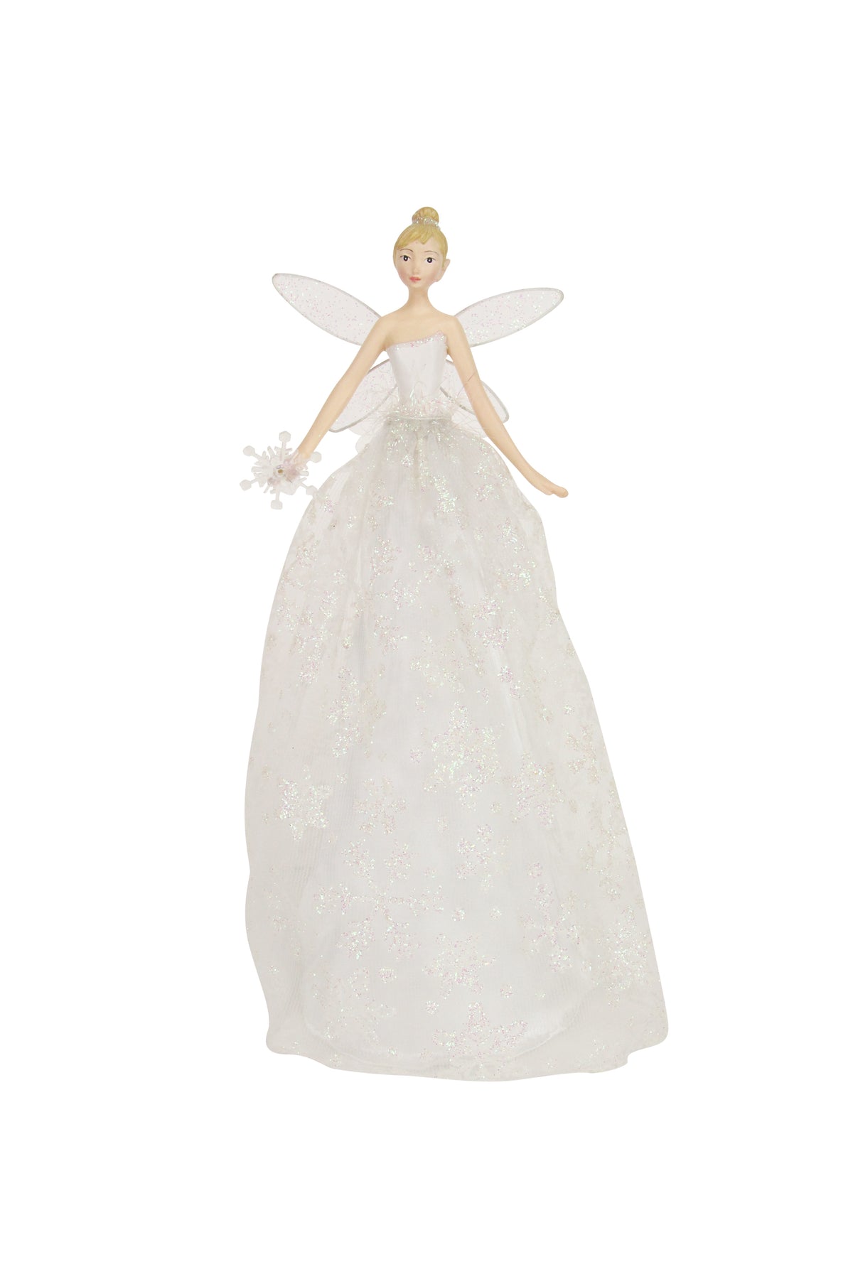 Christmas Tree Topper: Fabric Sparkling Fairy  - White - Gisela Graham