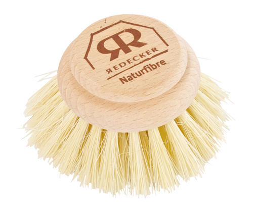Dish Brush Head: Wood Traditional Tampico Plant Fibre Bristles 5cm Handcrafted - Natural