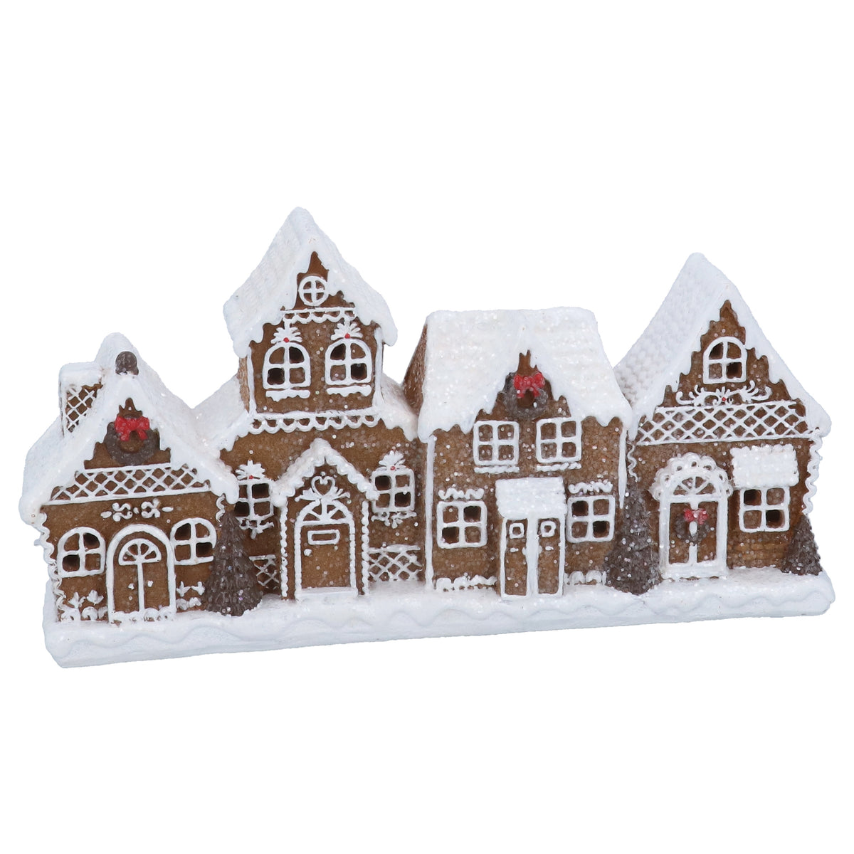 Christmas Ornament: Resin LED Gingerbread Village  - Brown - Gisela Graham