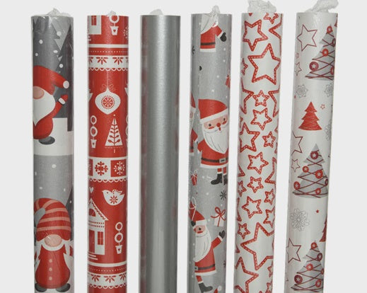 Christmas Roll Wrap: Paper 2m Deer - Silver
