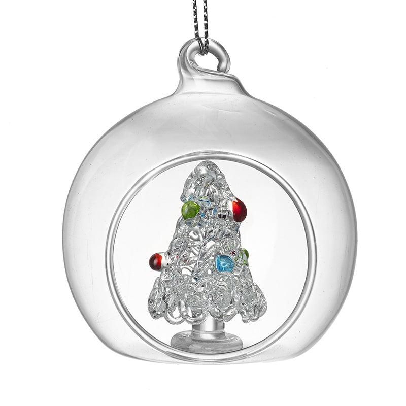 Christmas Tree Decoration: Glass Open Bauble Xmas Tree  - Multicolour - Heaven Sends