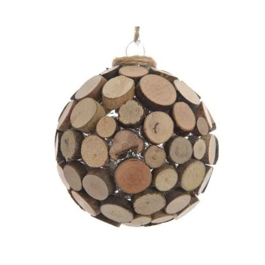 Christmas Tree Decoration: Glass Bauble Wood Slices - natural