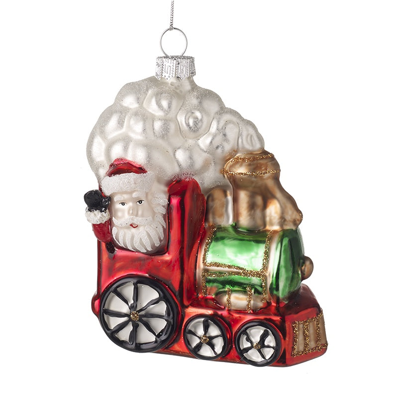Christmas Tree Decoration: Glass Santa Train  - Red - Heaven Sends