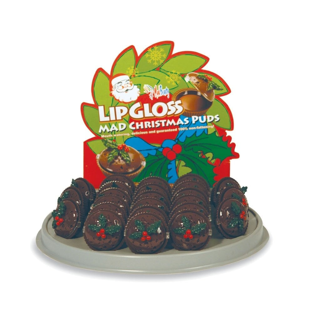 Christmas Lip Gloss: Metal Christmas Pudding Shape Chocolate Flavoured - Brown