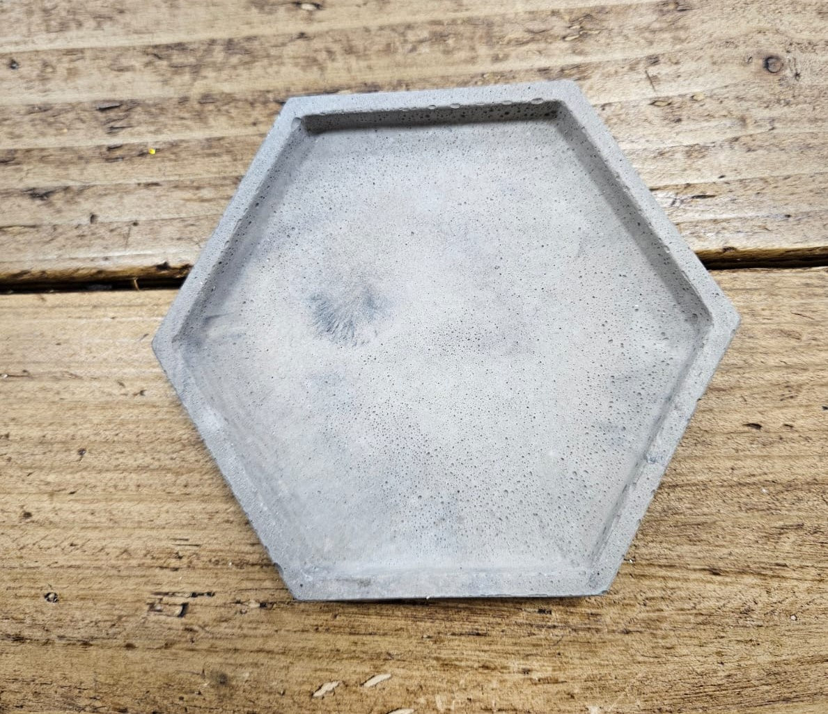 Coaster: Concrete Handmade Hexagonal - Grey - Concrete & Cacti