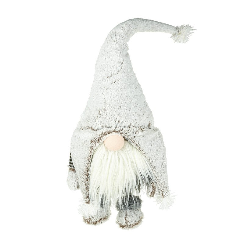 Christmas Standing Character: Fabric Gonk Standing Soft Hat Boots Shaking Body - Grey