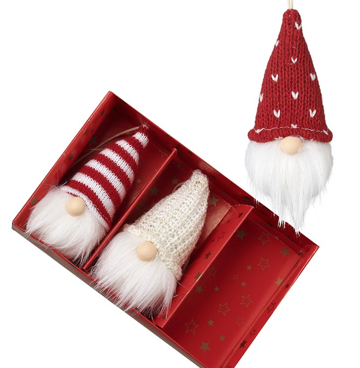 Christmas Tree Decoration: Fabric Gonk Beard Knit  - Red & White - Heaven Sends