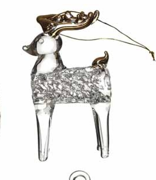Christmas Tree Decoration: Glass Reindeer Small Delicate  - Gold - Heaven Sends