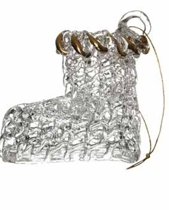 Christmas Tree Decoration: Glass Stocking Small Delicate  - Gold - Heaven Sends