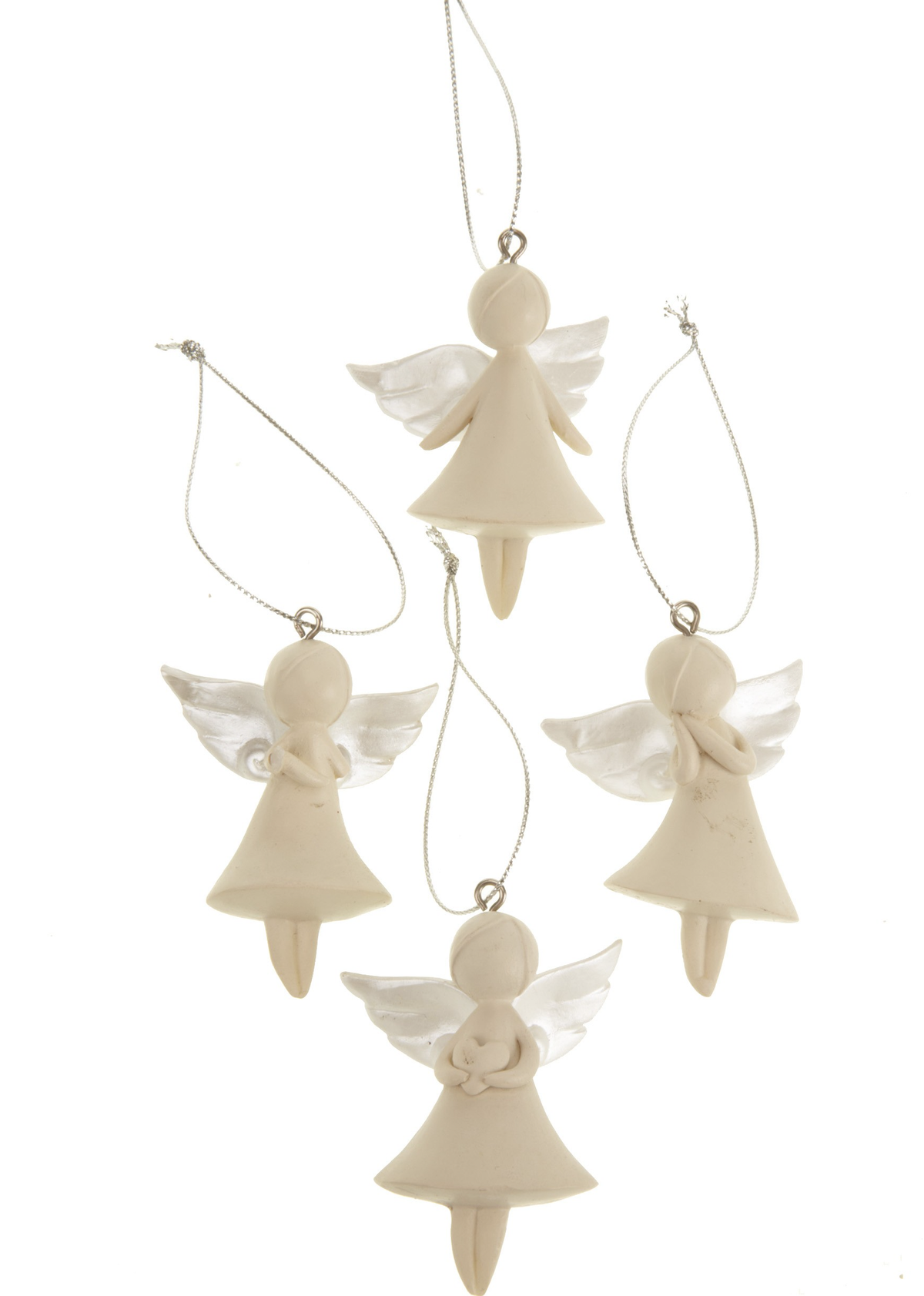 Christmas Tree Decoration: Glass White Wings   - White - Heaven Sends