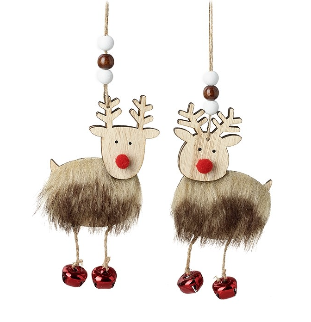 Christmas Tree Decoration: Wood Reindeer Bell Feet  - Natural - Heaven Sends