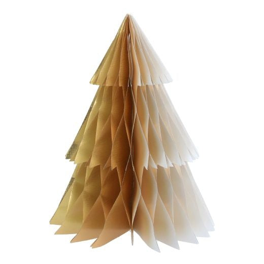 Christmas Ornament: Paper 3D Tree Honeycomb Gold - Gisela Graham