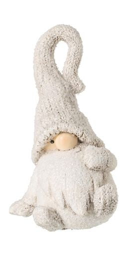 Christmas Ornament: Resin Gonk Playing 10cm  - White