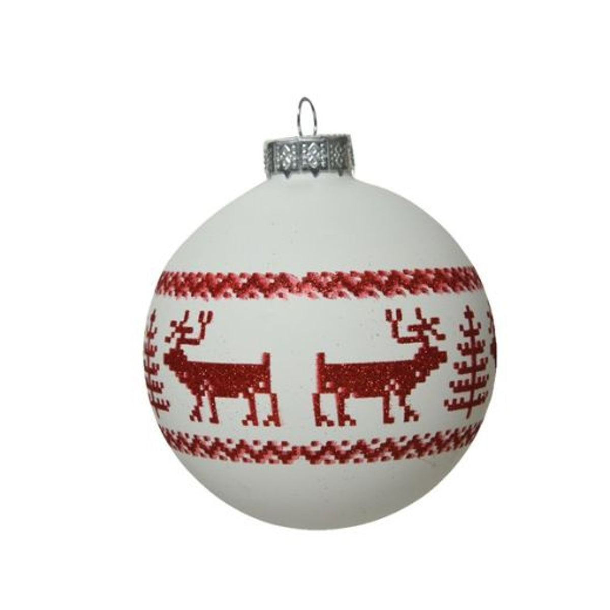 Christmas Tree Decoration: Bauble Glass Deer - Red