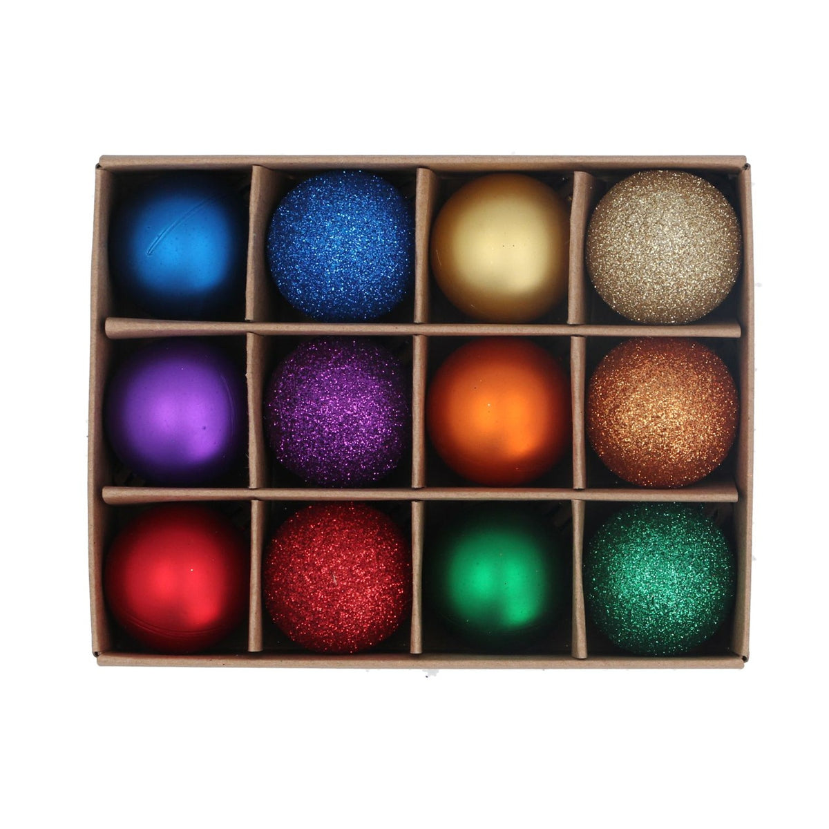 Christmas Tree Decoration: Glitter & Matte Bauble - Multicolour Bright - Gisela Graham