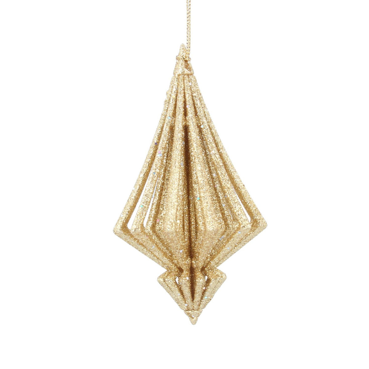 Christmas Tree Decoration: Acrylic Art Deco Glitter Pendant - Gold - Gisela Graham