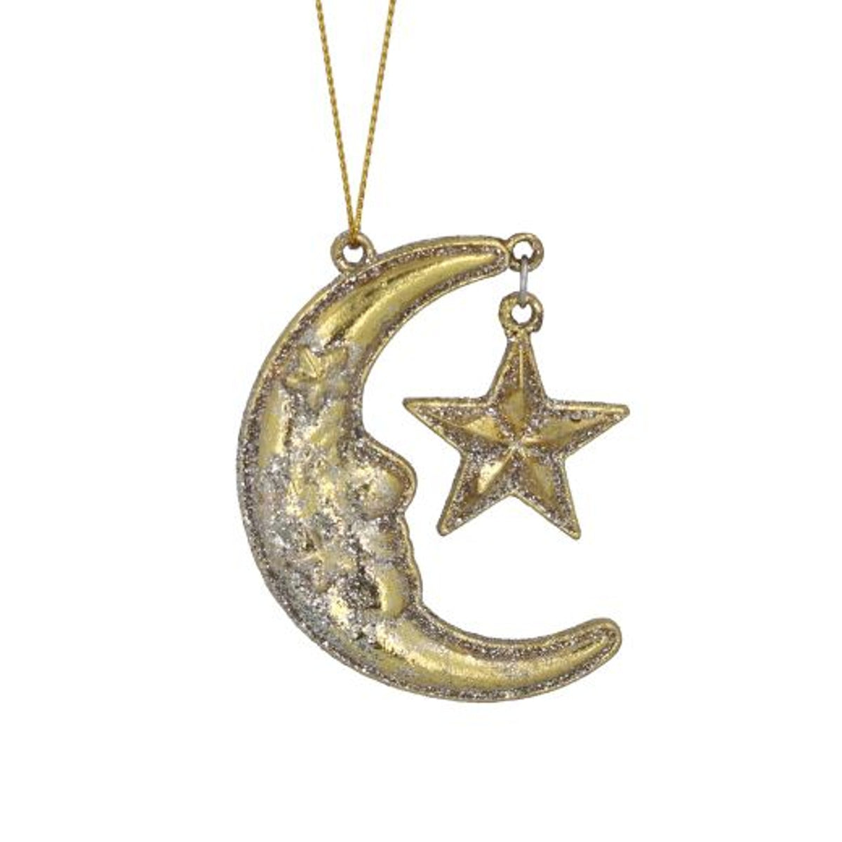 Christmas Tree Decoration: Acrylic Moon Star - Gold - Gisela Graham