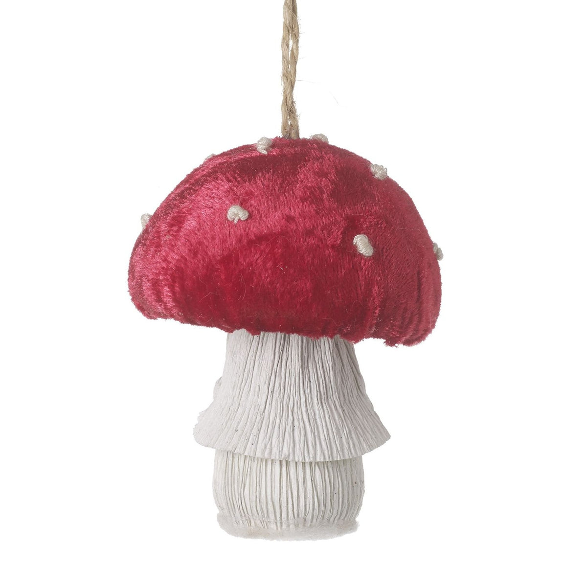 Christmas Tree Decoration: Fabric Mushroom Spots - Red