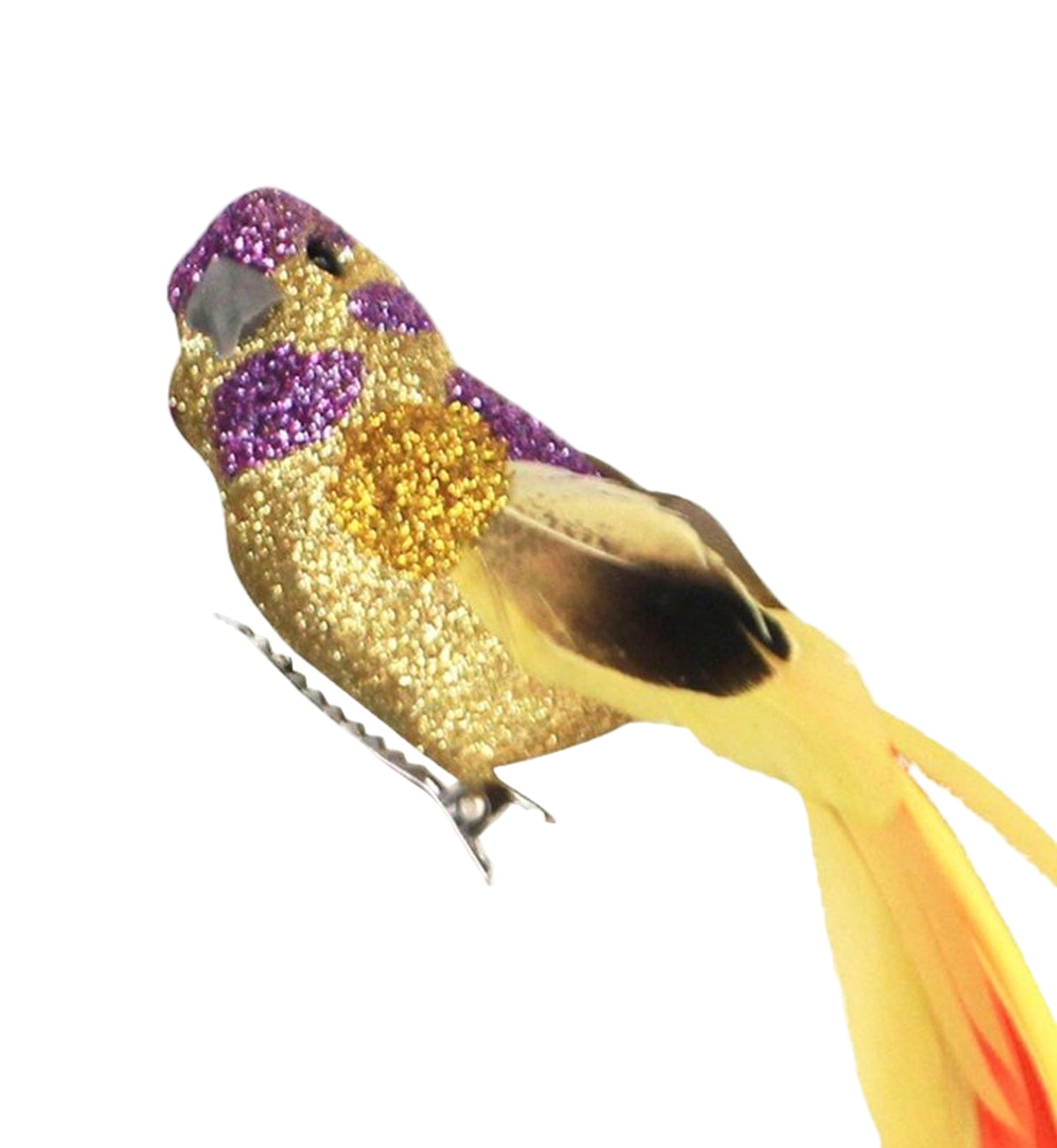 Christmas Tree Decoration: Feather Bird Clip Glitter Detail - Gisela Graham