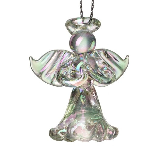 Christmas Tree Decoration: Glass Angel Irridescent - Silver