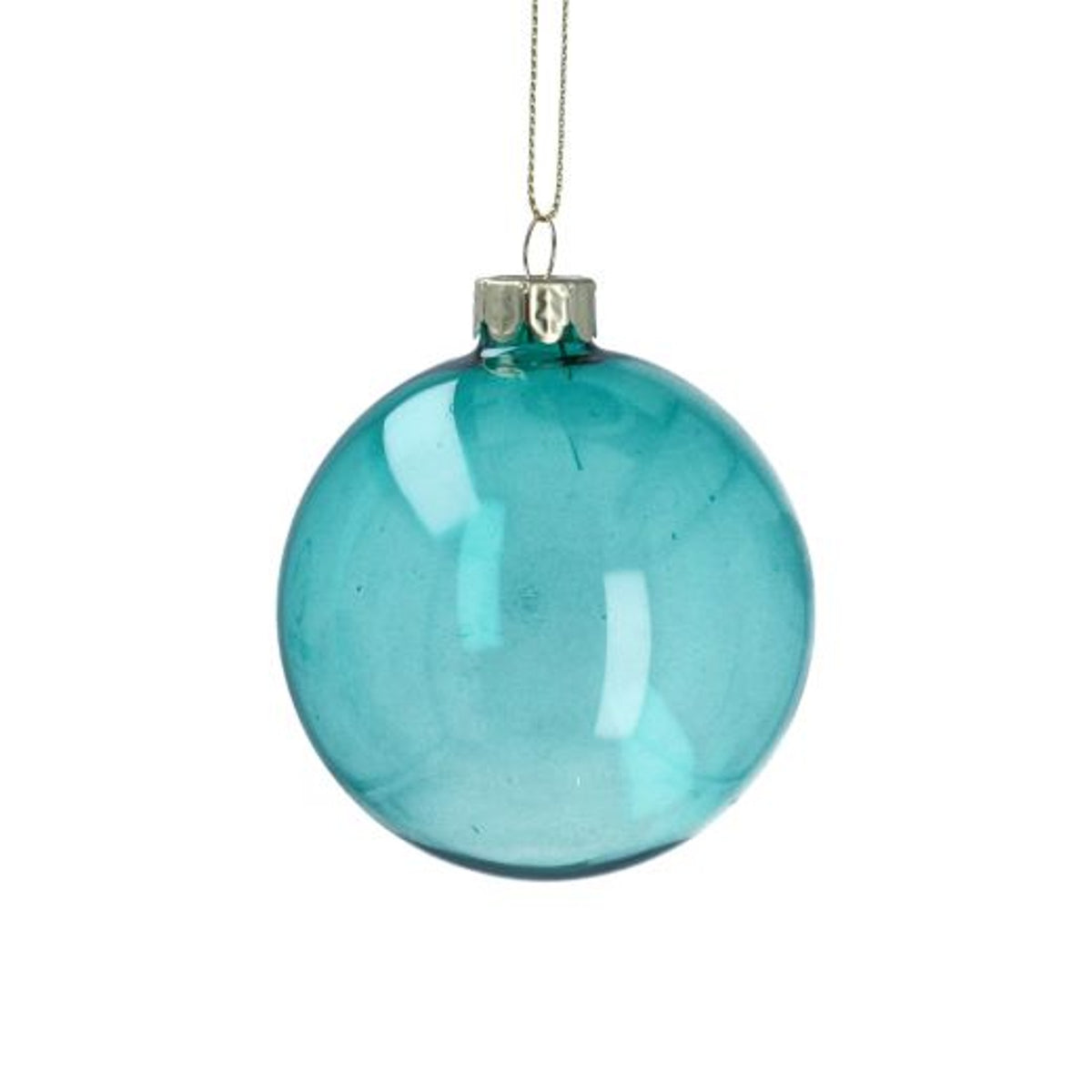 Christmas Tree Decoration: Glass Bauble Clear - Turquoise Blue - Gisela Graham