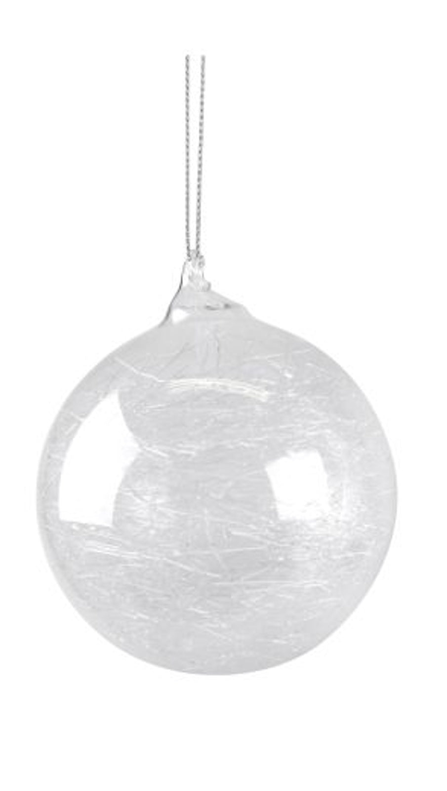 Christmas Tree Decoration: Glass Bauble Filled with Shreds - White