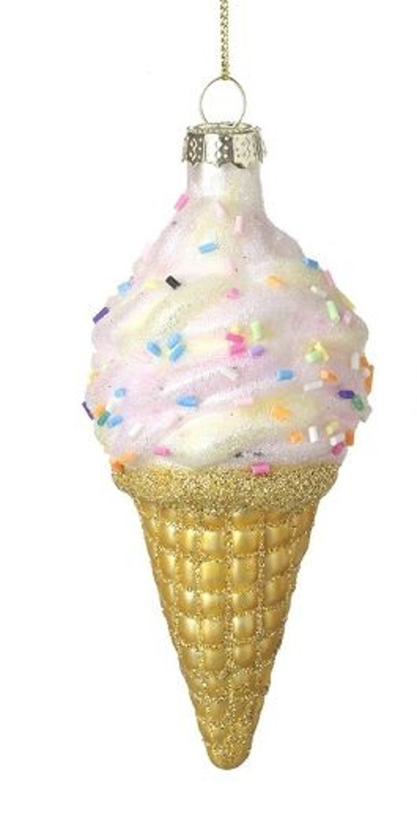 Christmas Tree Decoration: Glass Bauble Ice Cream - Yellow - Heaven Sends