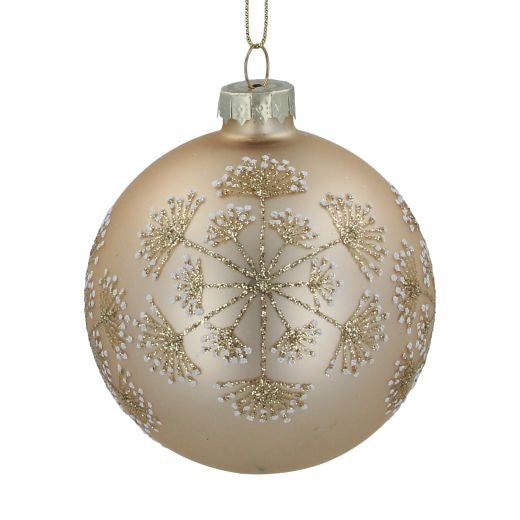 Christmas Tree Decoration: Glass Bauble Matt Glitter Berry Gold - Gisela Graham