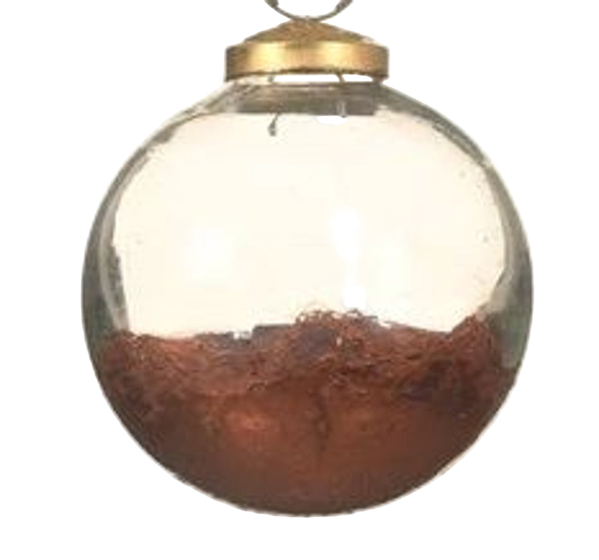 Christmas Tree Decoration: Glass Bauble Metallic Base - Copper