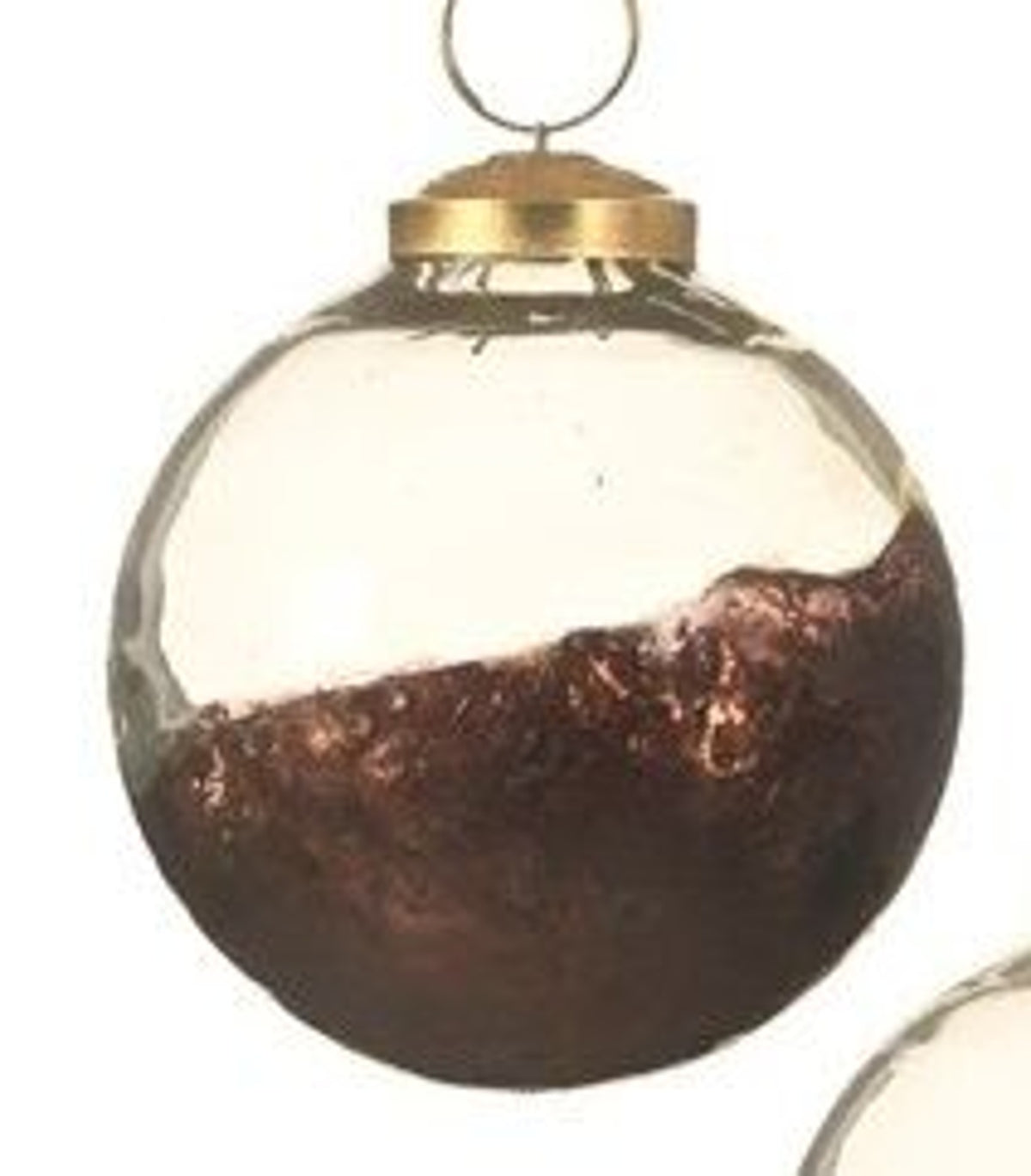 Christmas Tree Decoration: Glass Bauble Metallic Base - Dark Copper