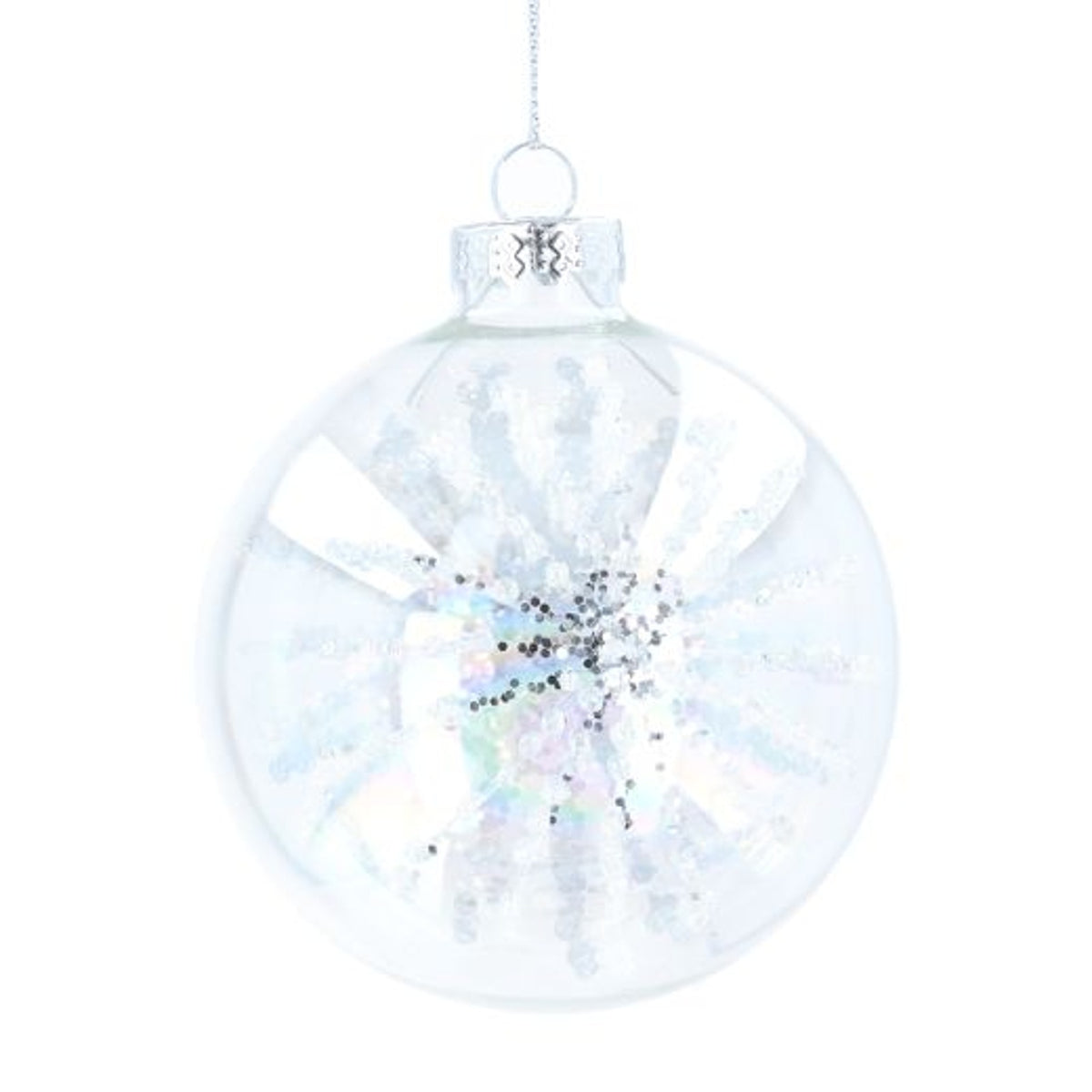 Christmas Tree Decoration: Glass Bauble Soap Bubble Bead Starburst Clear - Gisela Graham