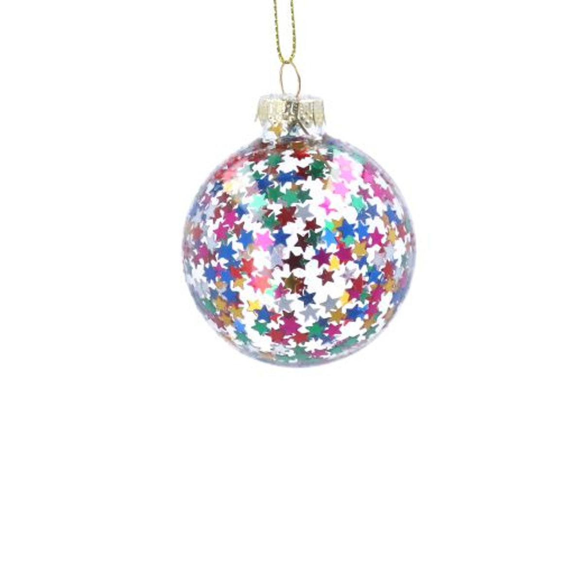 Christmas Tree Decoration: Glass Bauble Star Confetti - Multicolour - Gisela Graham