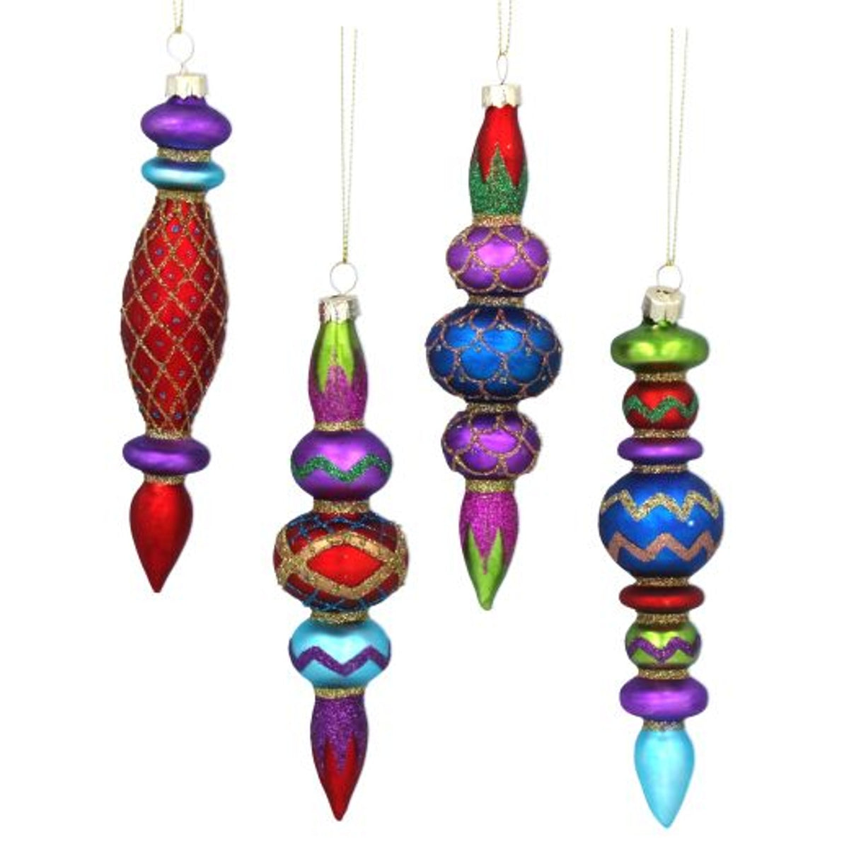 Christmas Tree Decoration: Glass Finial Assorted Designs - Multicolour - Gisela Graham
