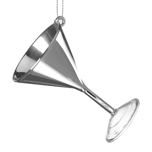 Christmas Tree Decoration: Glass Martini Glass - Silver - Heaven Sends