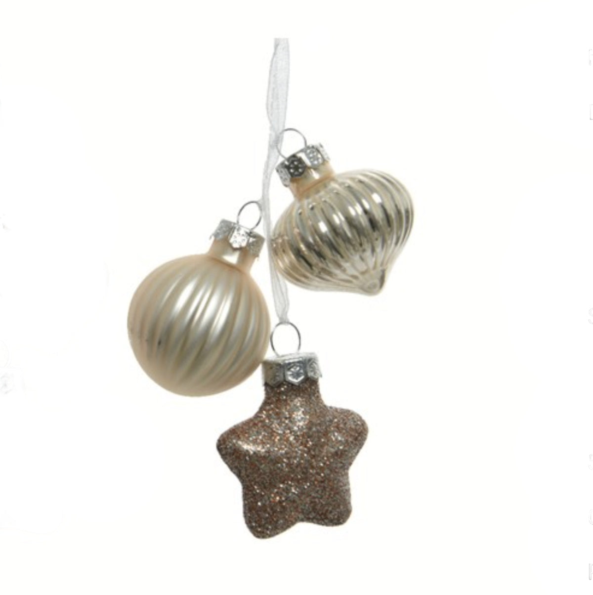Christmas Tree Decoration: Glass Multi Mini Bauble - Pale Rose Gold
