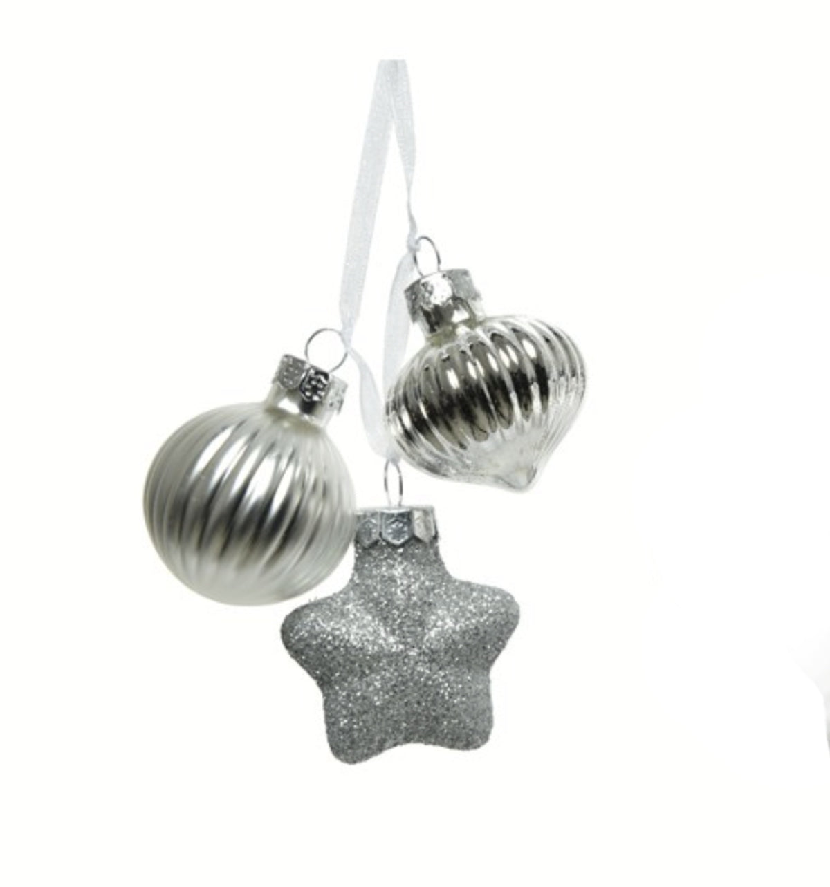 Christmas Tree Decoration: Glass Multi Mini Bauble - Silver