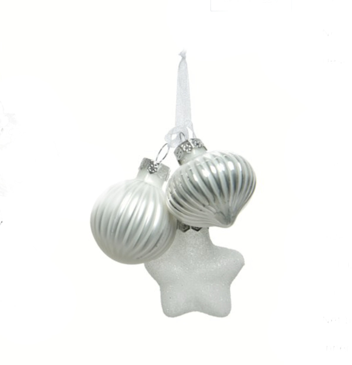 Christmas Tree Decoration: Glass Multi Mini Bauble - White