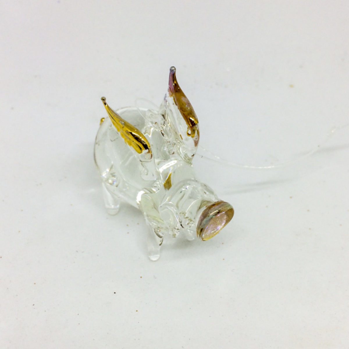 Christmas Tree Decoration: Glass Pig Flying   Glamour - Gold