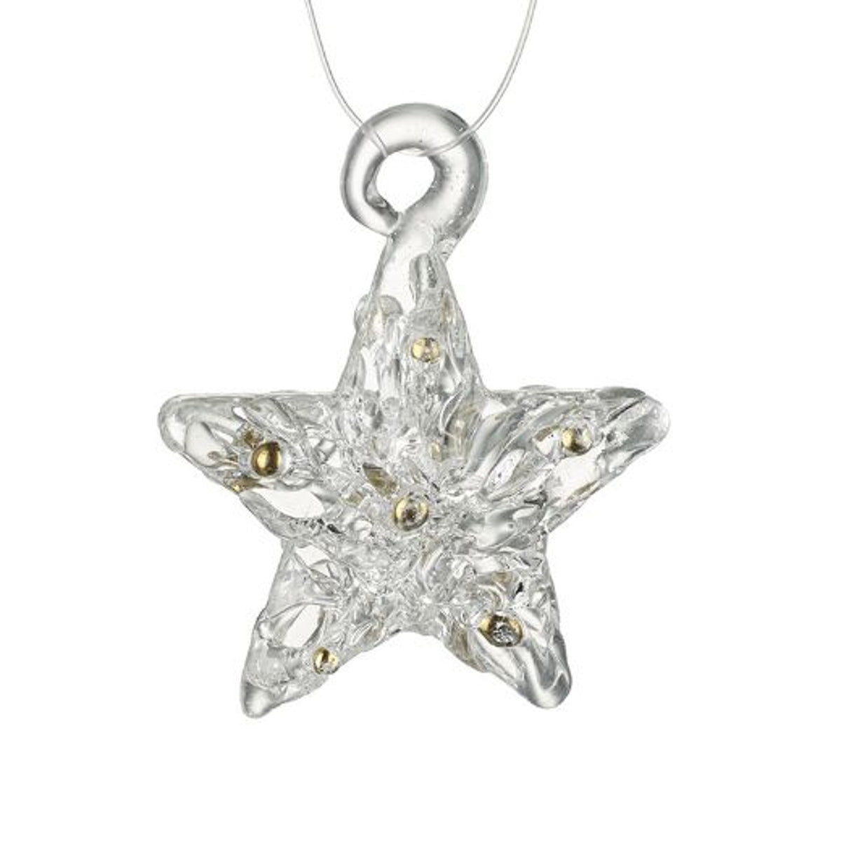 Christmas Tree Decoration: Glass Star Spun  - Clear Gold - Heaven Sends