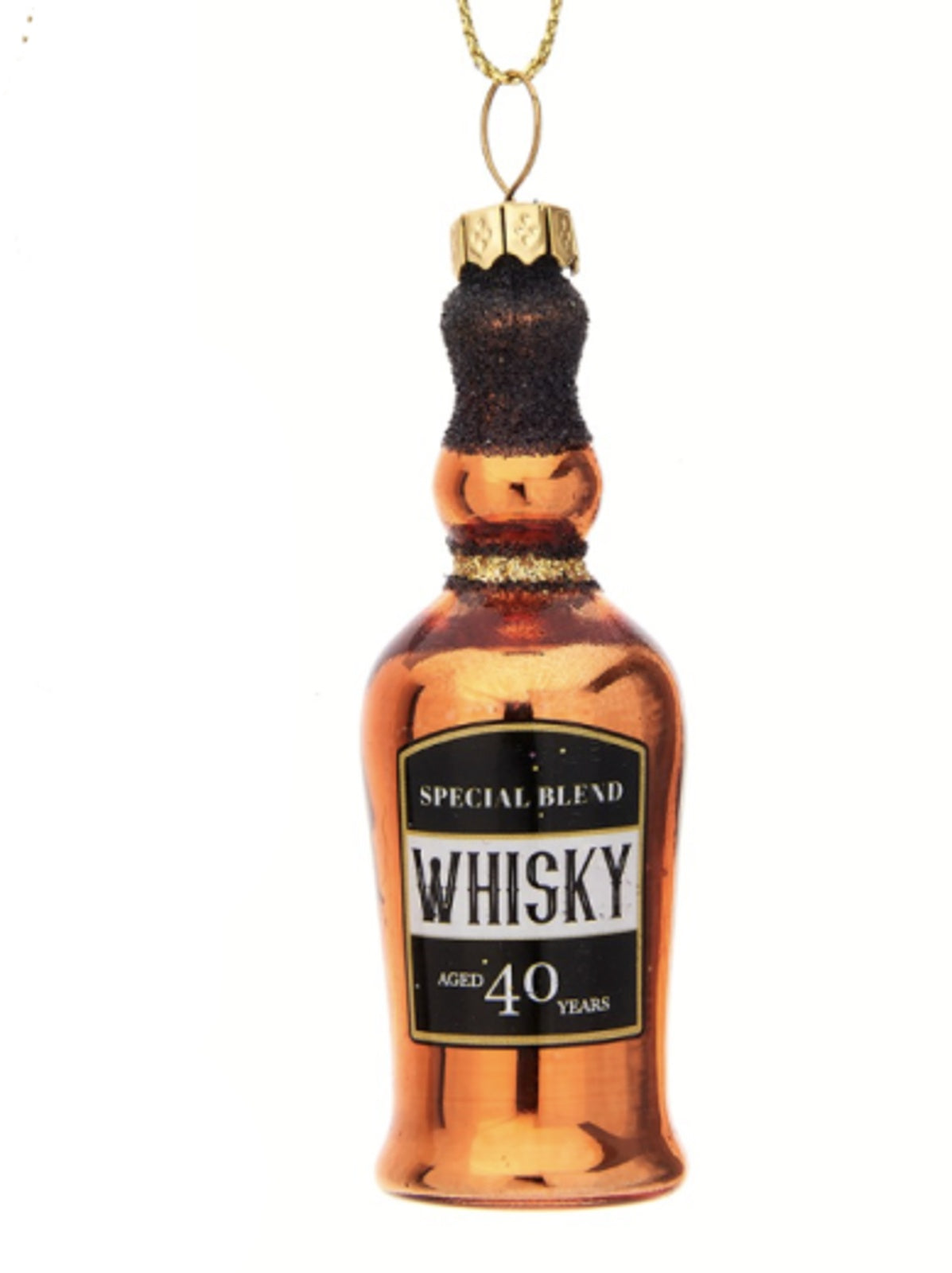 Christmas Tree Decoration: Glass Whisky Mini Bottle RETRO - Gold