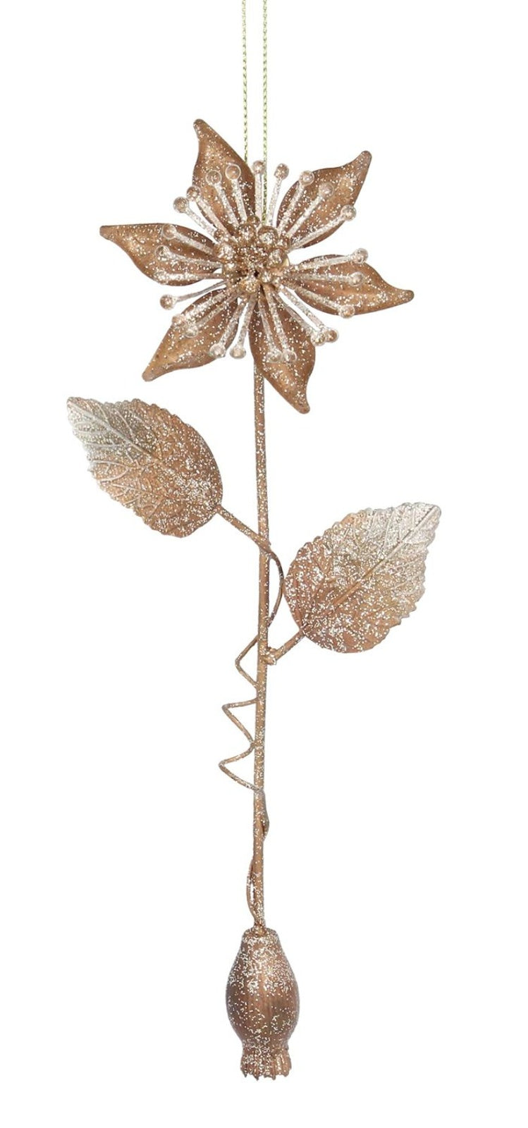 Christmas Tree Decoration: Metal Flower Spikey - Gold - Gisela Graham