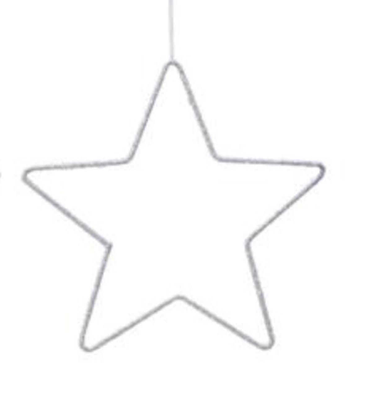 Christmas Tree Decoration: Metal Open Star Glitter Finish - White
