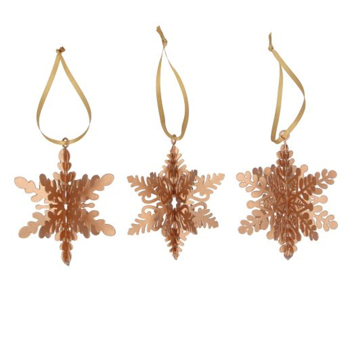 Christmas Tree Decoration: Metal Snowflake 3D Assorted Designs Gold - Gisela Graham