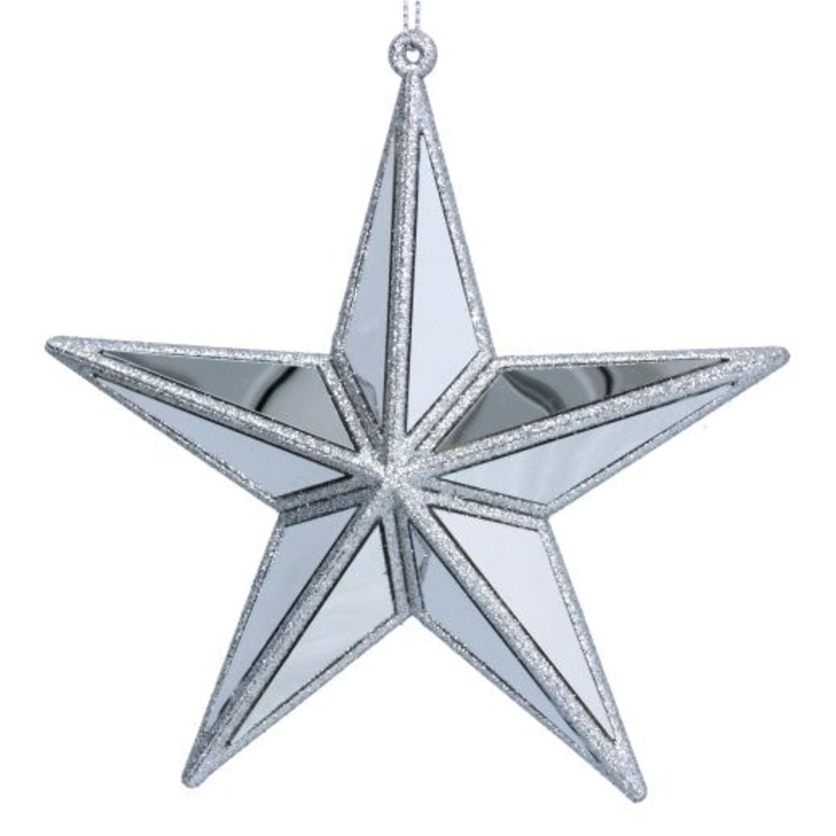 Christmas Tree Decoration: Mirror Star Angled - Silver