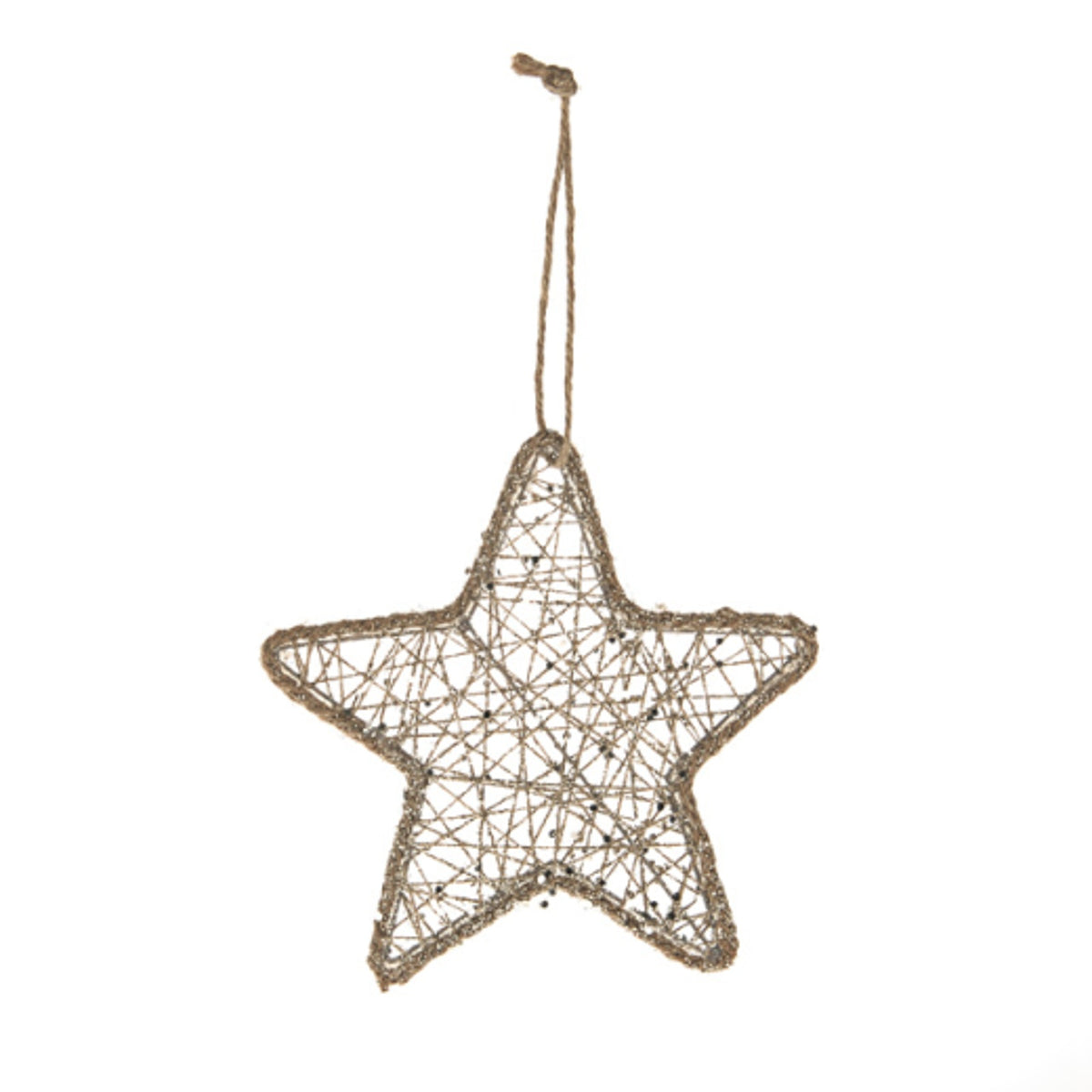 Christmas Tree Decoration: Rattan String Small Hanging Star - Gold
